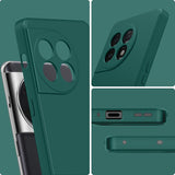Detaliu căptușeală microfibră husă silicon verde OnePlus 11 5G, interior moale antisoc