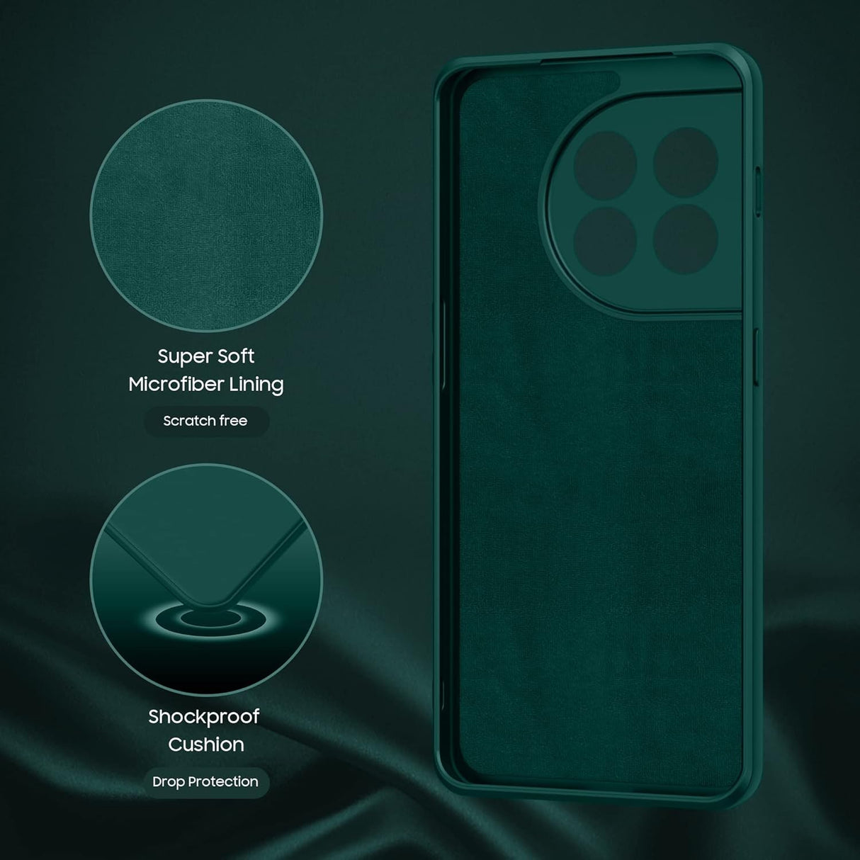 Husă protecție OnePlus 11 5G verde, vedere spate cu finisaj mat și margini ridicate cameră