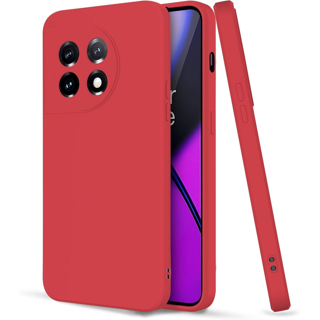 Husă antisoc OnePlus 11 5G din silicon lichid roșu, vedere frontală, finisaj mat