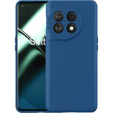 Husă antisoc OnePlus 11 5G din silicon lichid albastru, vedere frontală, model Vivimall
