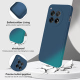 Husă Liquid Silicone OnePlus 12 5G albastru, vedere ansamblu produs și ambalaj