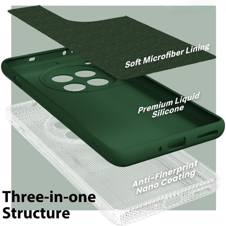 Husa de Protectie, Vivimall, pentru OnePlus 12 5G, Liquid Silicone, cu Microfibra pe Interior, Protectie Antisoc, Compatibil Incarcare Wireless, Verde - vivimall.ro