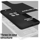 Husă protecție OnePlus 12 5G negru din silicon lichid, vedere laterală stânga