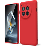 Husă antisoc OnePlus 12 5G din silicon lichid roșu, vedere frontală, model Vivimall
