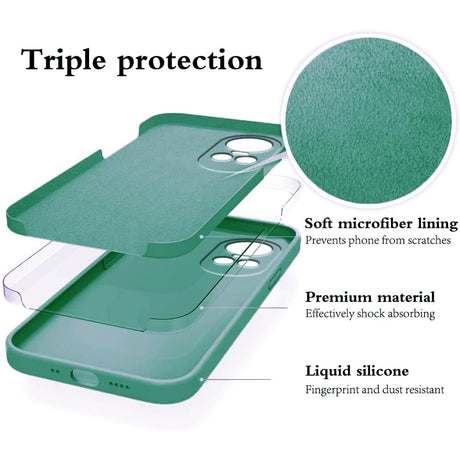 Husa de Protectie, Vivimall, pentru Oppo Reno 10 5G, Liquid Silicone, cu Microfibra pe Interior, Protectie Antisoc, Compatibil Incarcare Wireless, Verde - vivimall.ro
