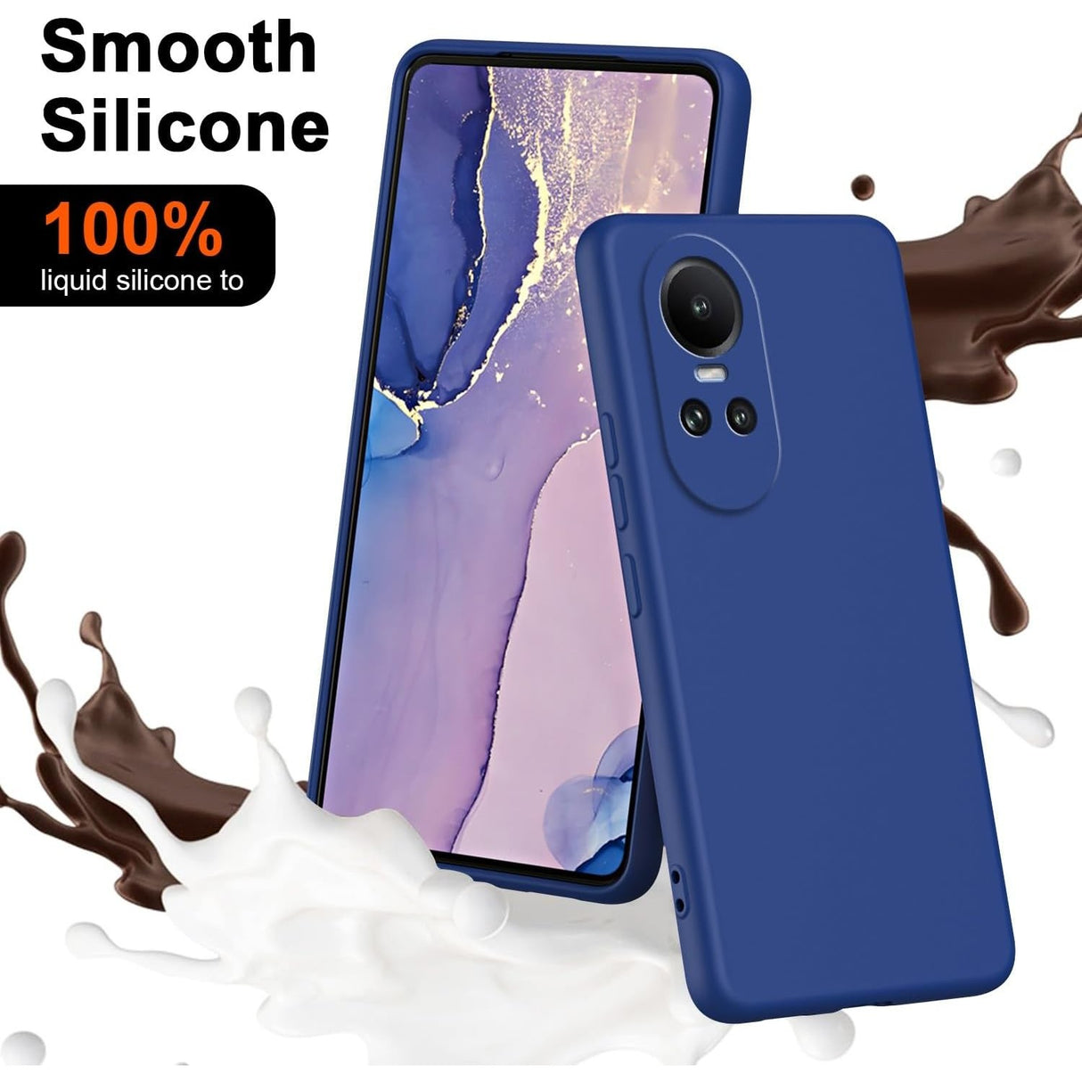 Detaliu căptușeală microfibră interioară husă Oppo Reno 10 Pro 5G Liquid Silicone albastru