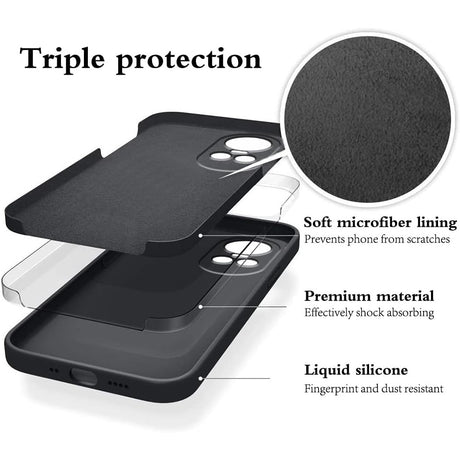 Husa de Protectie, Vivimall, pentru Oppo Reno 10 Pro 5G, Liquid Silicone, cu Microfibra pe Interior, Protectie Antisoc, Compatibil Incarcare Wireless, Negru - vivimall.ro