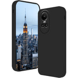 Husă silicon lichid neagră pentru Oppo Reno 10 Pro 5G cu căptușeală microfibră, vedere frontală