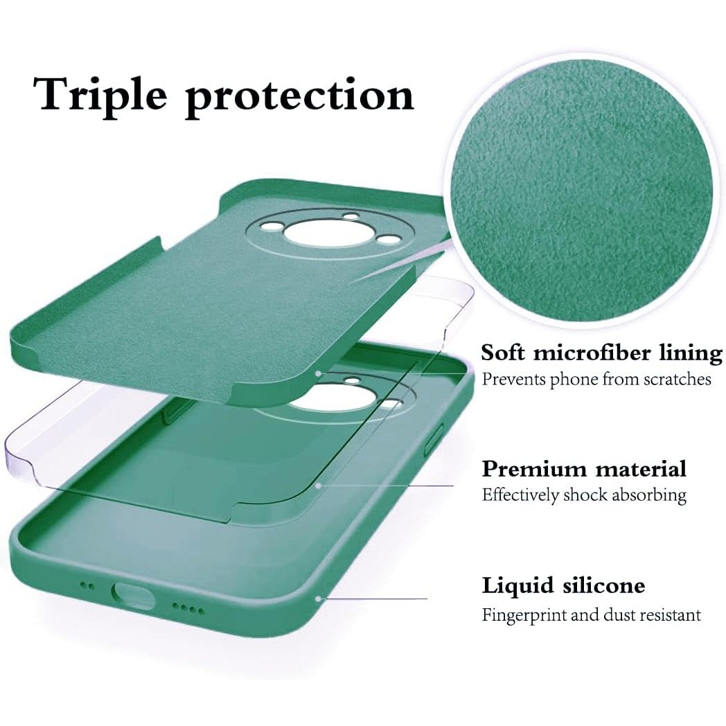 Husa de Protectie, Vivimall, pentru Realme 11 Pro Plus, Liquid Silicone, cu Microfibra pe Interior, Protectie Antisoc, Compatibil Incarcare Wireless, Verde - vivimall.ro
