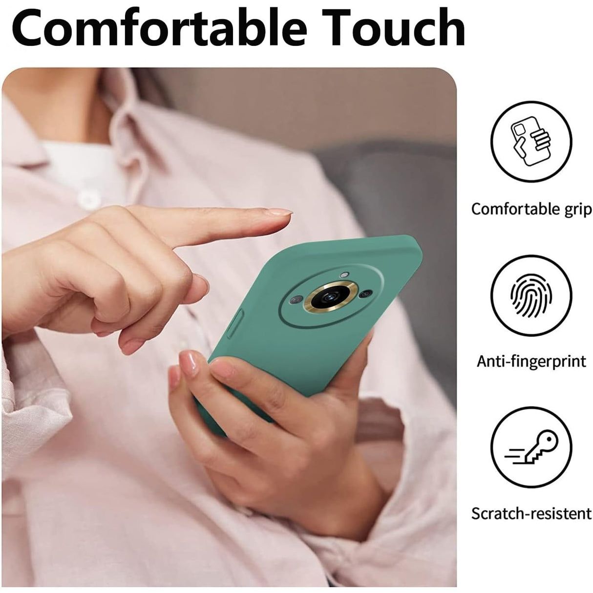 Husa de Protectie, Vivimall, pentru Realme 11 Pro Plus, Liquid Silicone, cu Microfibra pe Interior, Protectie Antisoc, Compatibil Incarcare Wireless, Verde - vivimall.ro
