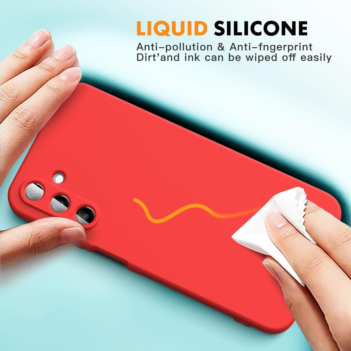 Husă Samsung Galaxy A15 Liquid Silicone roșu, prezentare completă set accesoriu