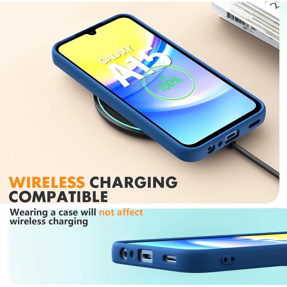 Husa de Protectie, Vivimall, pentru Samsung Galaxy A15, Liquid Silicone, cu Microfibra pe Interior, Protectie Antisoc, Compatibil Incarcare Wireless, Albastru - vivimall.ro