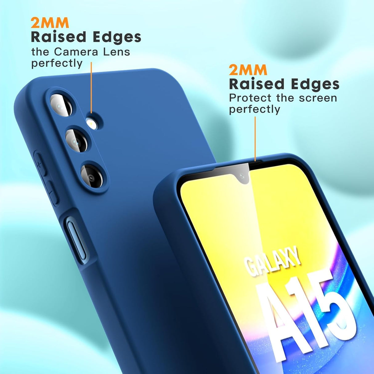 Husa de Protectie, Vivimall, pentru Samsung Galaxy A15, Liquid Silicone, cu Microfibra pe Interior, Protectie Antisoc, Compatibil Incarcare Wireless, Albastru - vivimall.ro