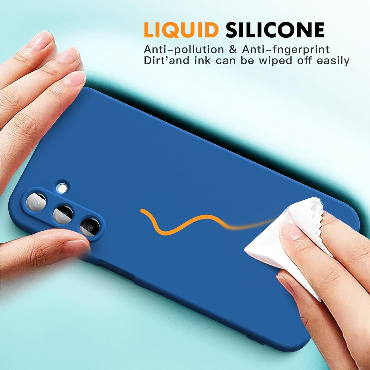 Husa de Protectie, Vivimall, pentru Samsung Galaxy A15, Liquid Silicone, cu Microfibra pe Interior, Protectie Antisoc, Compatibil Incarcare Wireless, Albastru - vivimall.ro