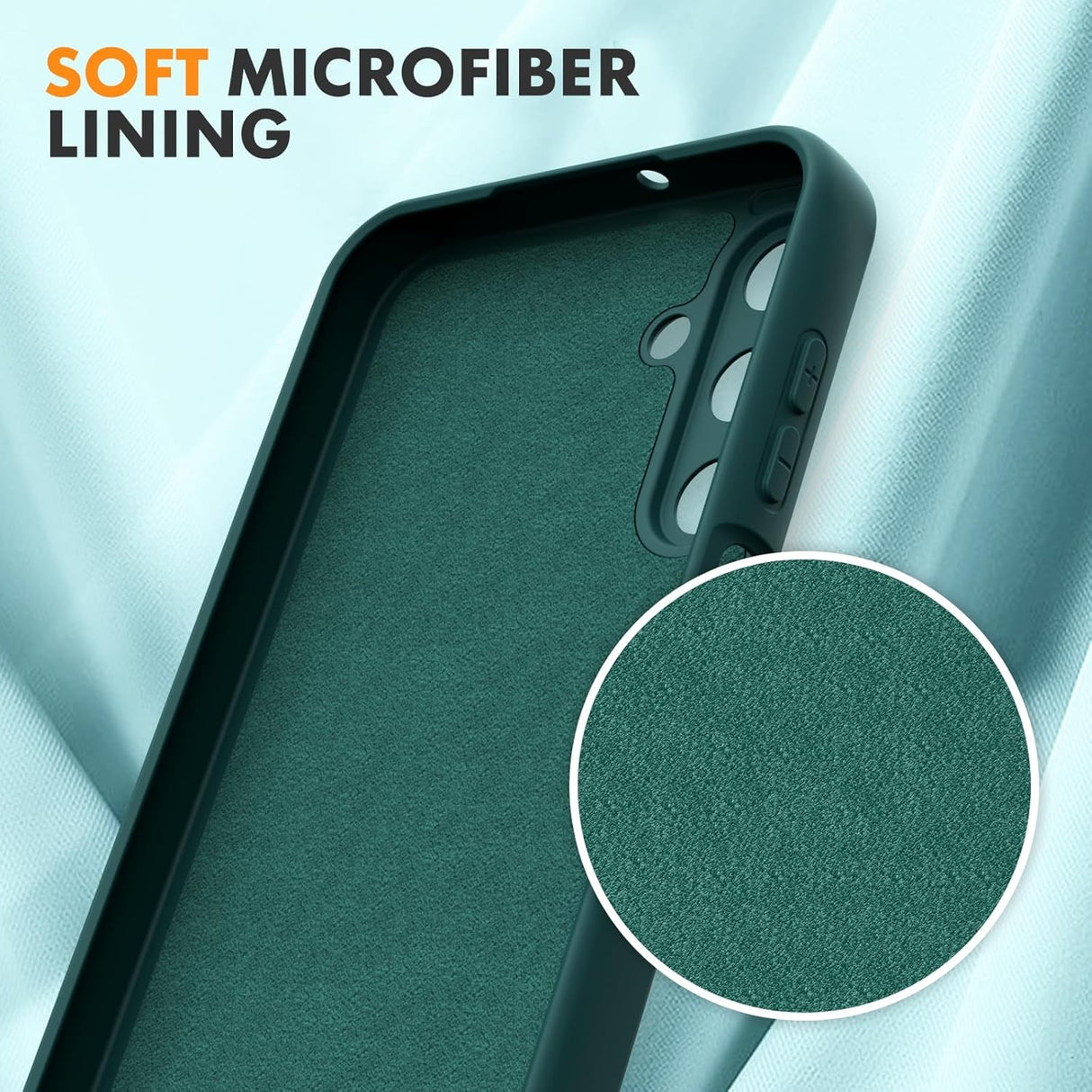 Husa de Protectie, Vivimall, pentru Samsung Galaxy A15, Liquid Silicone, cu Microfibra pe Interior, Protectie Antisoc, Compatibil Incarcare Wireless, Verde - vivimall.ro
