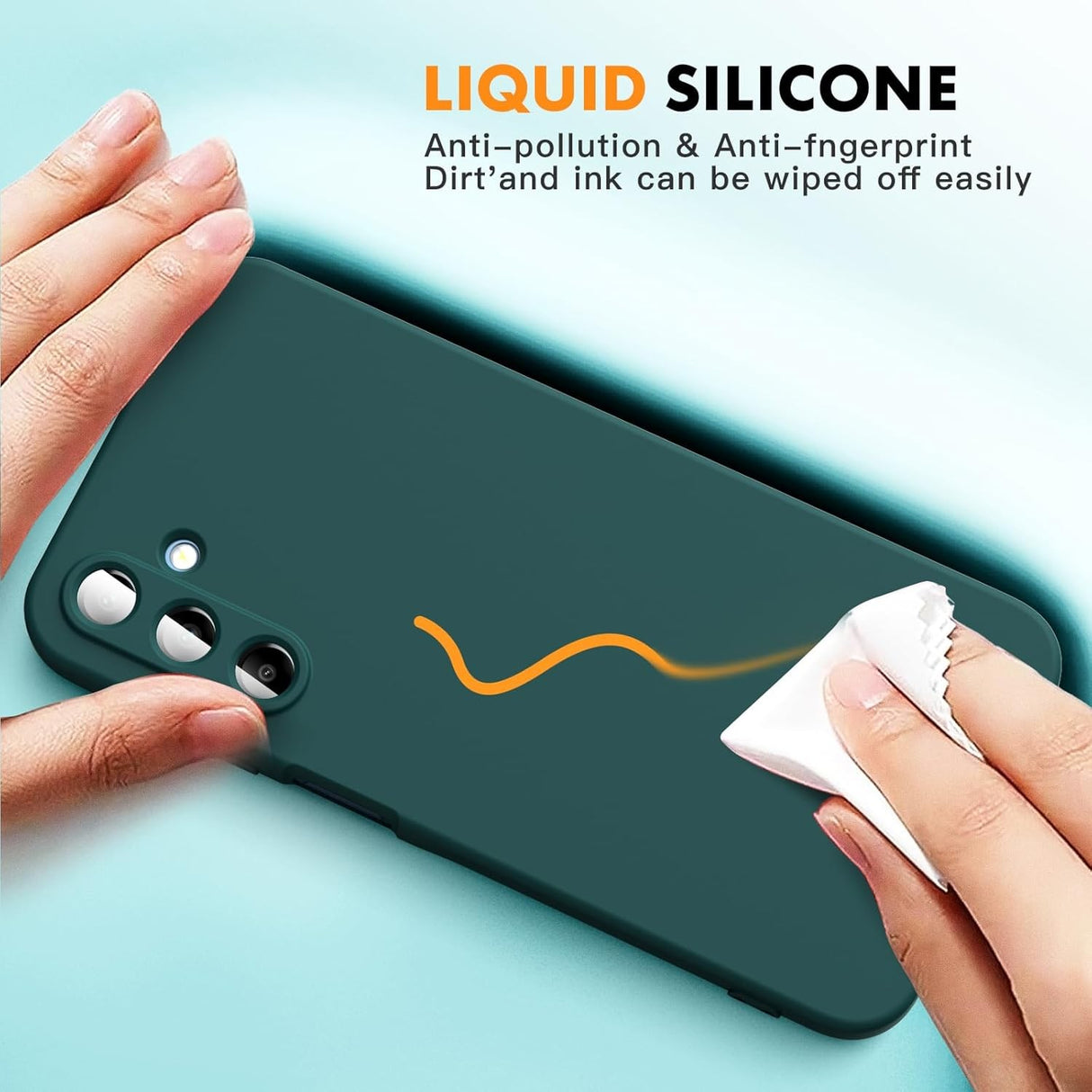 Husa de Protectie, Vivimall, pentru Samsung Galaxy A15, Liquid Silicone, cu Microfibra pe Interior, Protectie Antisoc, Compatibil Incarcare Wireless, Verde - vivimall.ro