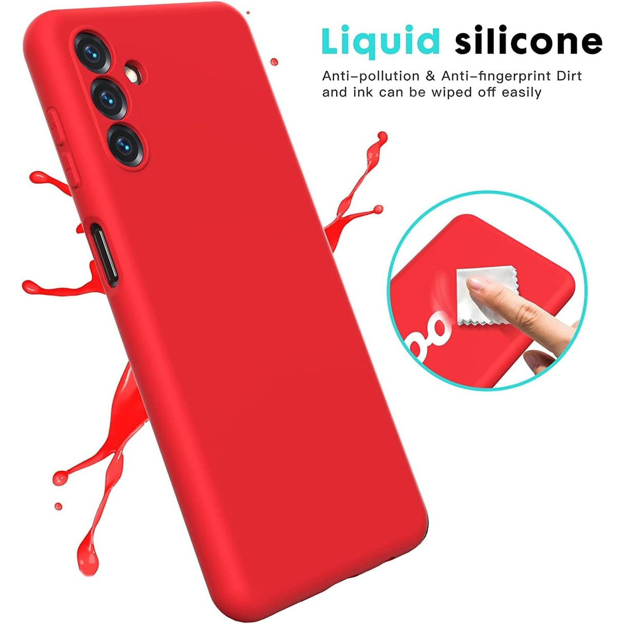 Interior microfibră husă Liquid Silicone roșie Samsung Galaxy A35, detaliu căptușeală