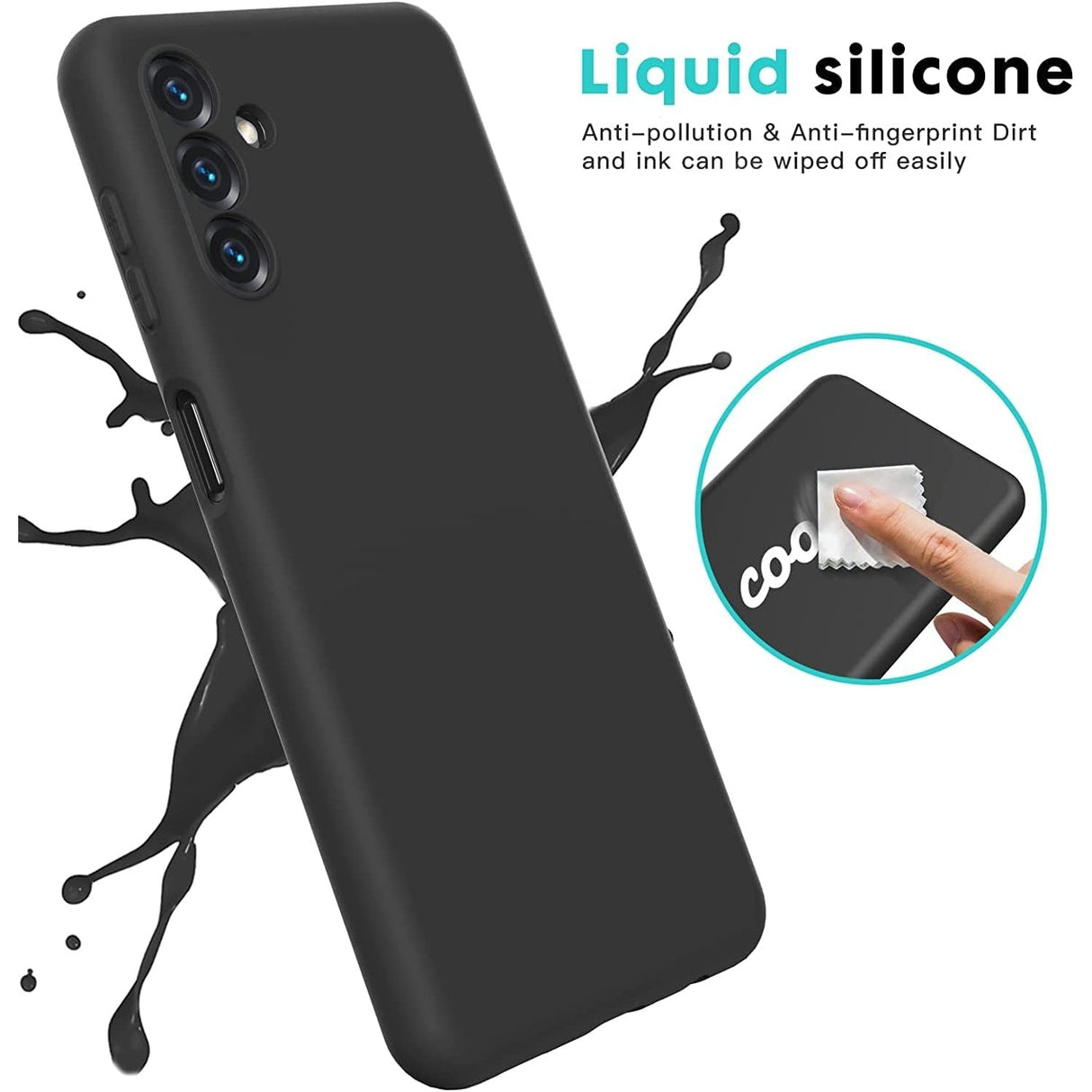 Husa de Protectie, Vivimall, pentru Samsung Galaxy A55, Liquid Silicone, cu Microfibra pe Interior, Protectie Antisoc, Compatibil Incarcare Wireless, Negru - vivimall.ro