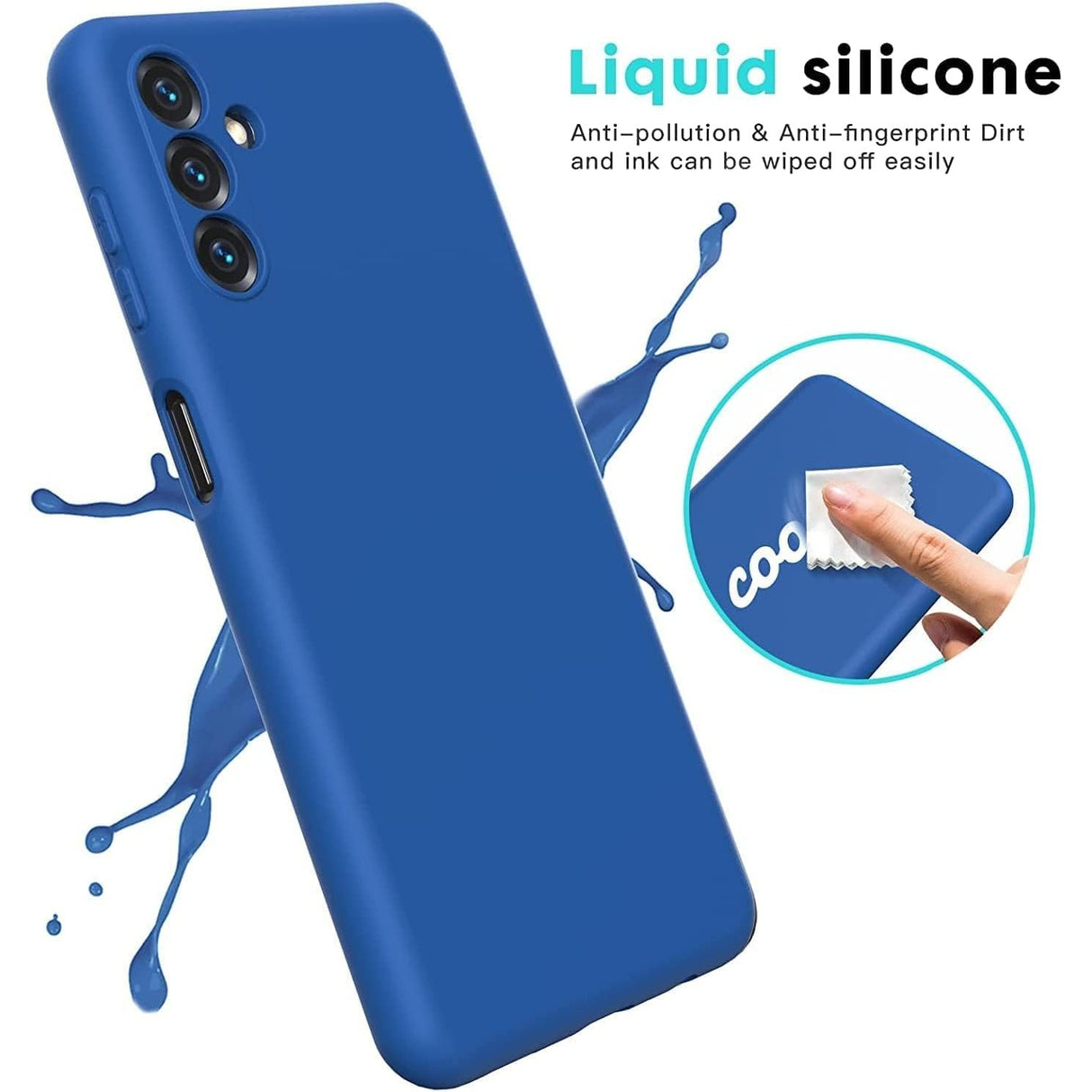Husa de Protectie, Vivimall, pentru Samsung Galaxy A55, Liquid Silicone, cu Microfibra pe Interior, Protectie Antisoc, Compatibil Incarcare Wireless, Albastru - vivimall.ro