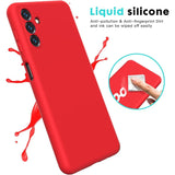 Husă Liquid Silicone roșie pentru Galaxy S23 FE, vedere laterală cu margini ridicate pentru ecran