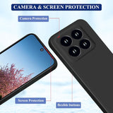 Husă Xiaomi 14 neagră pe telefon, vedere spate, finisaj mat silicon lichid Vivimall