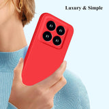 Interior microfibră husă Xiaomi 14 Liquid Silicone roșu, detaliu căptușeală moale