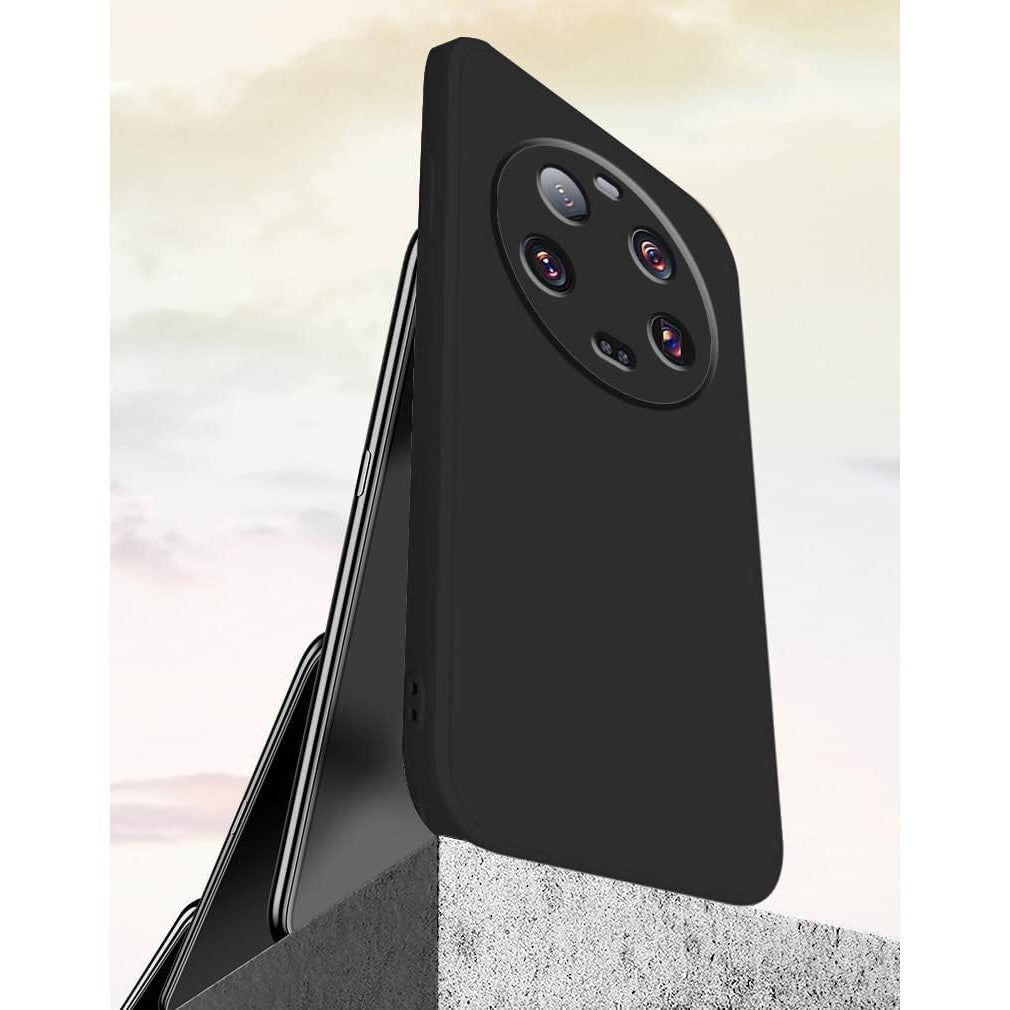 Husă protecție Xiaomi 14 Ultra neagră, vedere laterală cu margini ridicate antisoc