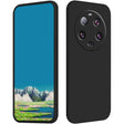 Husă Xiaomi 14 Ultra din silicon lichid negru, vedere frontală, compatibilă incarcare wireless