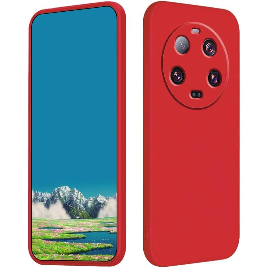 Husă antisoc roșie din silicon lichid pentru Xiaomi 14 Ultra, vedere frontală, model Vivimall