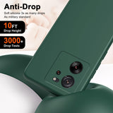Husă verde Xiaomi Redmi 13T montată pe telefon, perspectivă laterală, finisaj mat