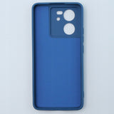 Husă silicon lichid antisoc Xiaomi Redmi 13T albastru, perspectivă spate cu decupaj cameră