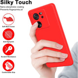 Husă Xiaomi Redmi 13T roșu montată pe telefon, vedere laterală, design subțire