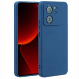 Husă silicon lichid albastră pentru Xiaomi Redmi 13T, vedere frontală, cu căptușeală microfibră