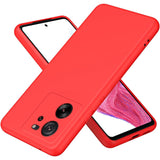 Husă silicon lichid roșu pentru Xiaomi Redmi 13T, vedere frontală, finisaj mat antisoc