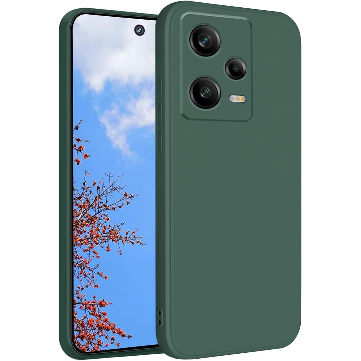 Husă silicon lichid verde pentru Xiaomi Redmi Note 12 Pro 5G, vedere frontală, finisaj mat