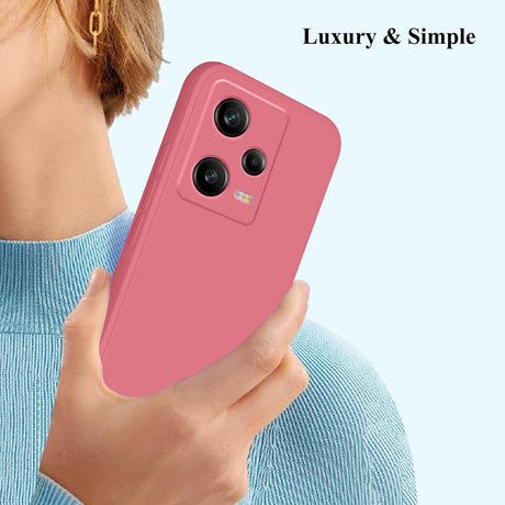 Husa de Protectie, Vivimall, pentru Xiaomi Redmi Note 12 Pro 5G, Liquid Silicone, cu Microfibra pe Interior, Protectie Antisoc, Compatibil Incarcare Wireless, Rosu Camellia - vivimall.ro