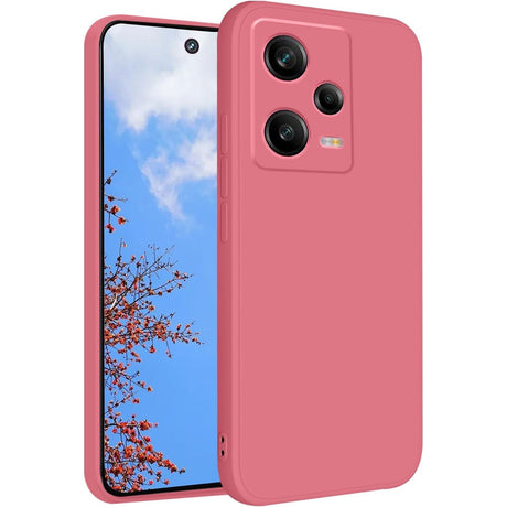 Husa de Protectie, Vivimall, pentru Xiaomi Redmi Note 12 Pro 5G, Liquid Silicone, cu Microfibra pe Interior, Protectie Antisoc, Compatibil Incarcare Wireless, Rosu Camellia - vivimall.ro