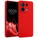 Husă Liquid Silicon roșie pentru Xiaomi Redmi Note 13 5G, vedere frontală, finisaj mat antiamprentă