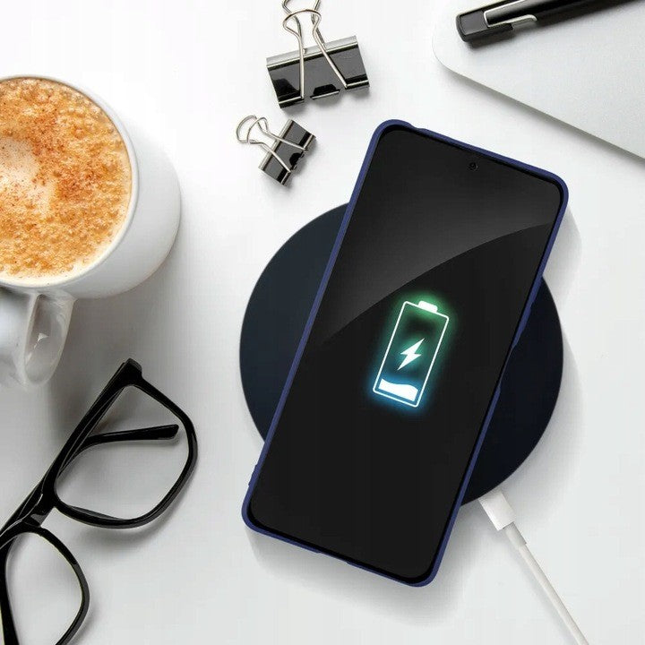 Husă Xiaomi Redmi Note 13 5G albastru, colțuri ranforsate antisoc, vedere laterală și spate