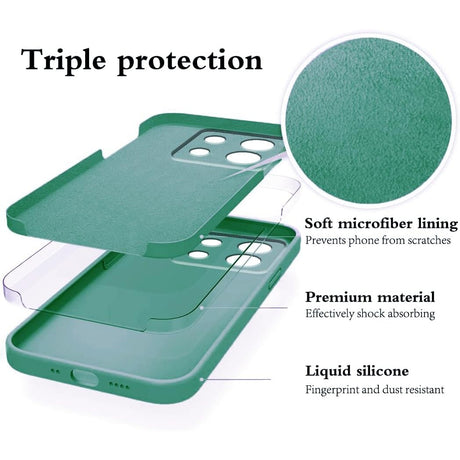 Husa de Protectie, Vivimall, pentru Xiaomi Redmi Note 13 Pro 5G, Liquid Silicone, cu Microfibra pe Interior, Protectie Antisoc, Compatibil Incarcare Wireless, Verde - vivimall.ro
