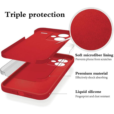 Husa de Protectie, Vivimall, pentru Xiaomi Redmi Note 13 Pro Plus 5G, Liquid Silicone, cu Microfibra pe Interior, Protectie Antisoc, Compatibil Incarcare Wireless, Rosu - vivimall.ro