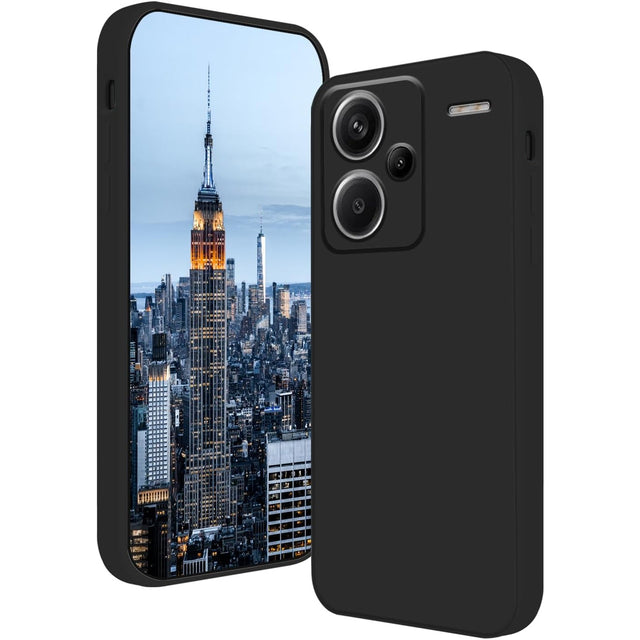 Husă silicon lichid neagră pentru Xiaomi Redmi Note 13 Pro Plus 5G, vedere frontală, model Vivimall