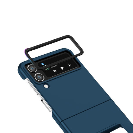 Husă fullbody Samsung Galaxy Z Flip 5 albastră, detaliu decupaj cameră foto și porturi