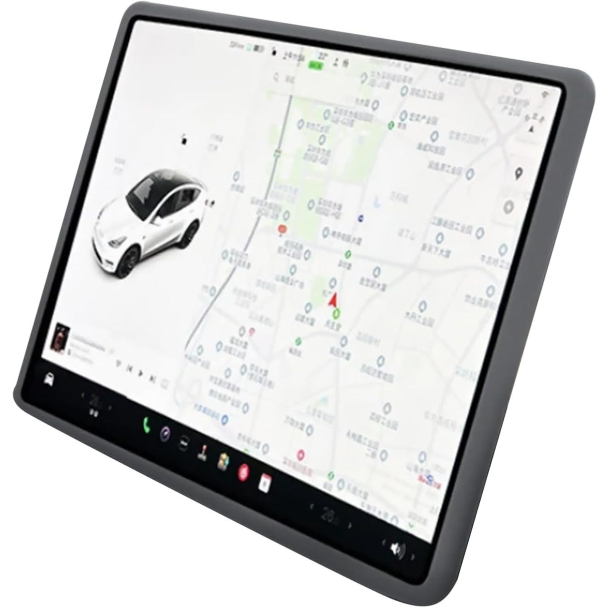 Husa de Protectie Margini Ecran Frontal Tesla, Flipp, Compatibil cu Tesla Model 3/Y, din TPE, Gri - vivimall.ro