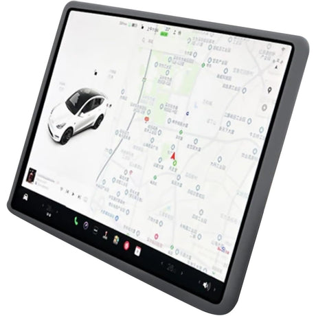 Detaliu material TPE ecologic gri al husei de protecție ecran Tesla Model 3/Y Flipp