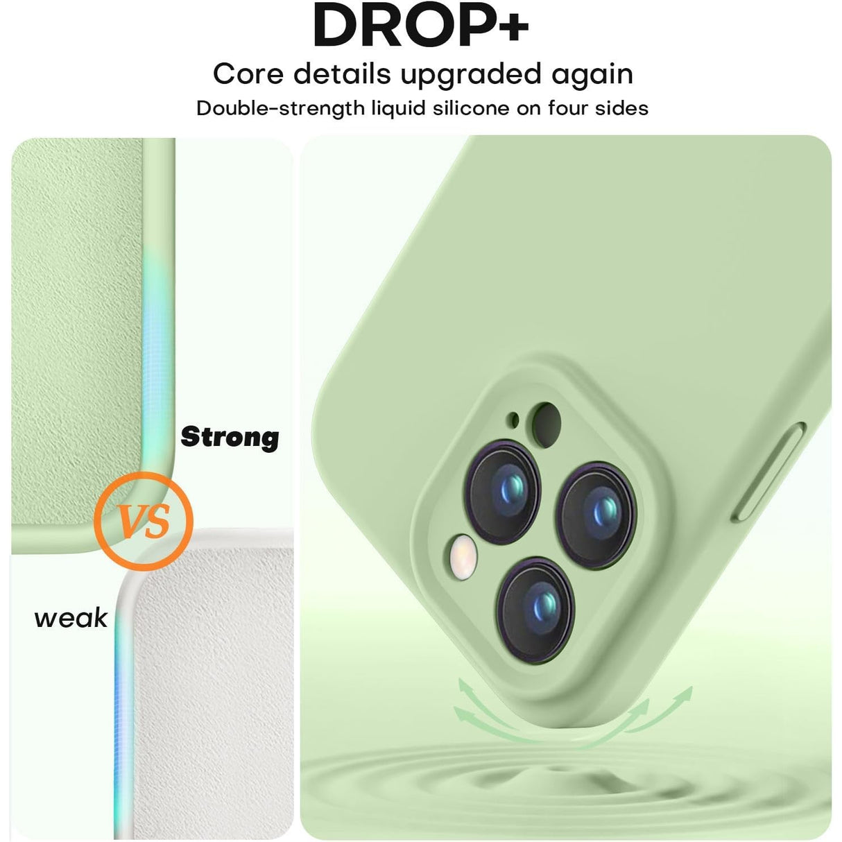 Husă protecție iPhone 16 Pro verde, detaliu decupaje precise pentru butoane și port