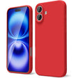 Husă matte TPU roșie pentru Apple iPhone 16, vedere frontală, protecție cameră și colțuri