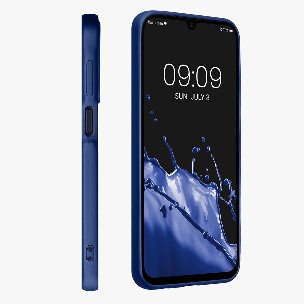 Detaliu suprafață mată anti-amprentă husă TPU Samsung Galaxy A35 5G albastru
