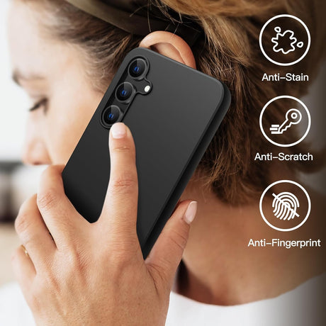 Husă TPU neagră Samsung Galaxy S24 FE, vedere spate, buză ridicată protecție cameră