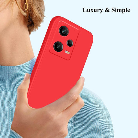 Husă Xiaomi Redmi 12 Pro TPU mat roșu, vedere spate cu decupaje precise pentru cameră
